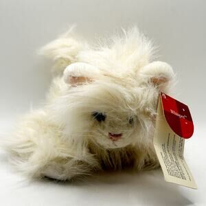 VNTG Russ Whisper Fluffy White Cat Stuffed Animal Kitten Plush 6” Blue Eyes Tags